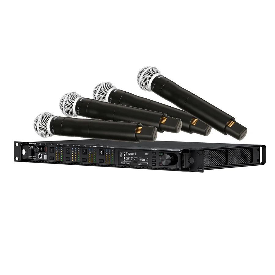 SHURE AD24QA/K8N-P55 ชุดไมค์ลอย 4 ตัว พร้อมเครื่องรับ 4 ชาแนล คลื่นความถี่ 694-703 MHz และ 748-758 MHz